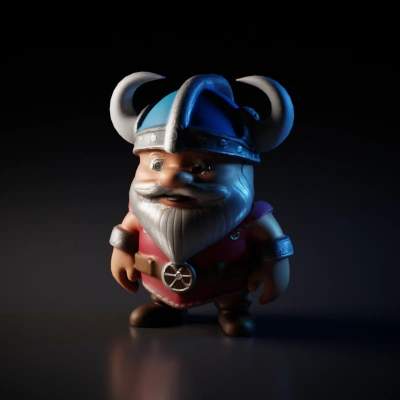 Viking dwarf character with helmet and beard.