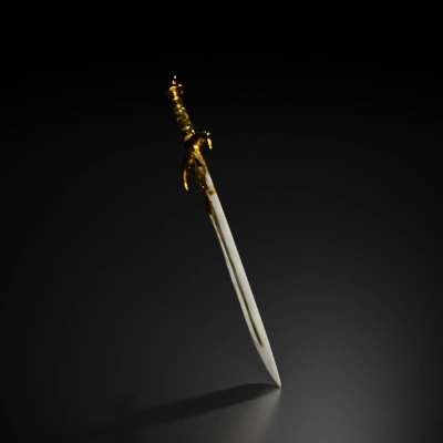 Intricately designed golden sword, ornate handle.