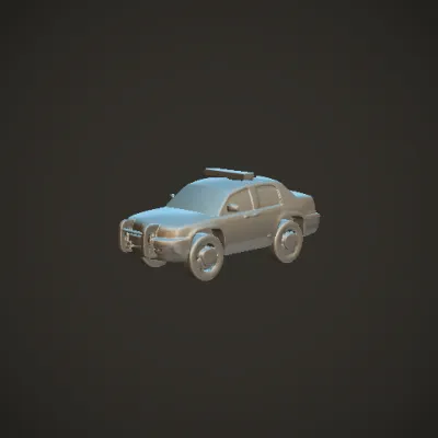 Police car with emergency lights, push bar. symmetric geometry,smooth edges,complex geometry.