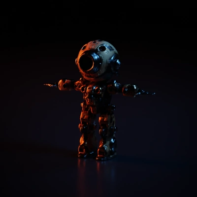Humanoid robot with a large central eye, mechanical design.