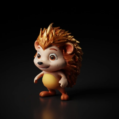 Cute anthropomorphic hedgehog with a smiling face.