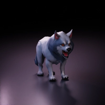 Ferocious, snarling wolf, fantasy creature.