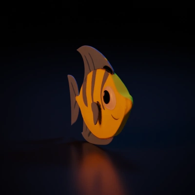 Cartoon fish, smiling and playful design.