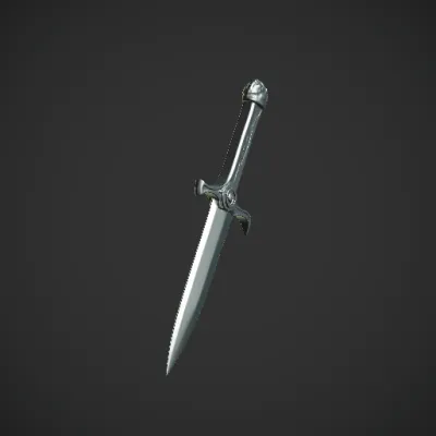 Ornate medieval sword with detailed handle. symmetric geometry,sharp edges.