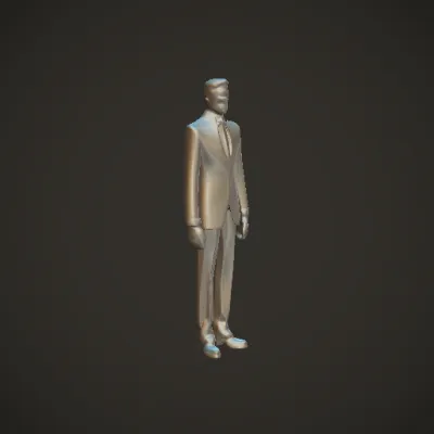 Man in formal business attire, standing pose. character, symmetric geometry