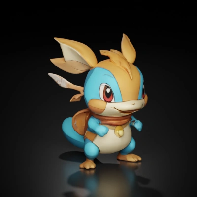 Anthropomorphic creature with small wings and scarf.