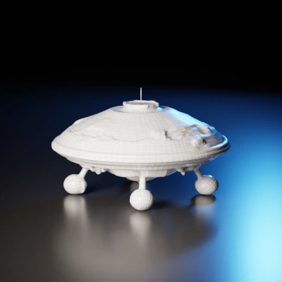 Futuristic spaceship, hovercraft design, sci-fi aesthetic. symmetric geometry. sharp edges. complex geometry. game-ready.