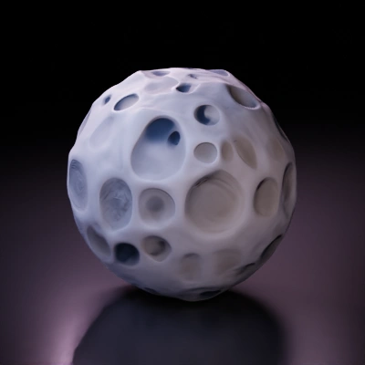Cratered moon with realistic surface texture.
