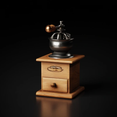 Manual coffee grinder, vintage kitchenware.