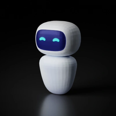 Cute robot with happy eyes.