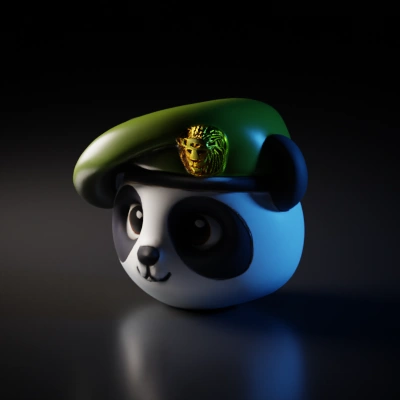 Cute panda wearing a military beret.