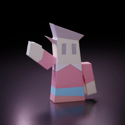 Pixelated humanoid figure, blocky and simplistic.