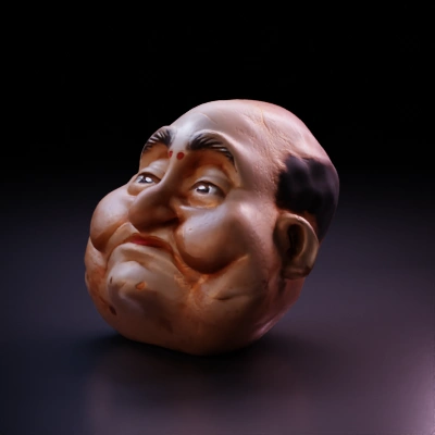 Large, round-faced man, exaggerated features.