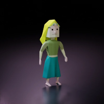 Female character in medieval clothing, simplistic design.