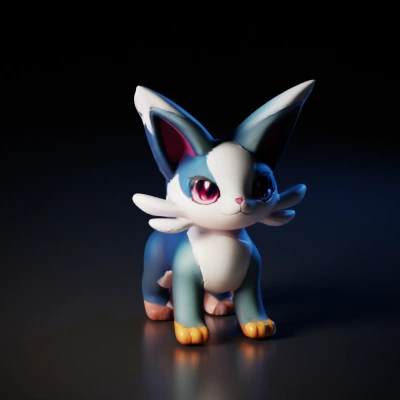 Stylized cartoon cat, standing pose.