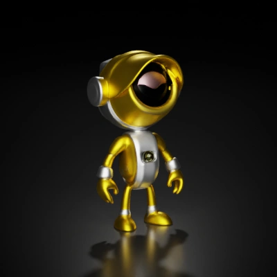 Robot with large eye and round body.
