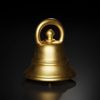 Golden bell, cartoonish design.