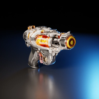 Futuristic energy-based weapon, intricate design.