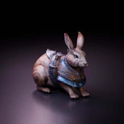 Rabbit in ornate armor, fantasy setting. ultra realistick