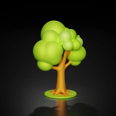 Cartoon tree with spherical foliage.