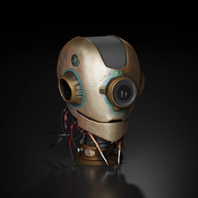 science fiction robot head.