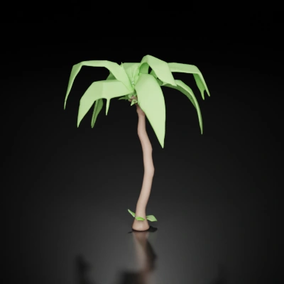 Low-poly palm tree with jagged leaves, trunk. low-poly