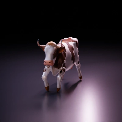 Cow, realistic animal pose.