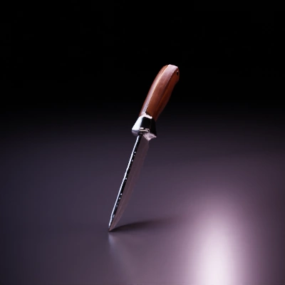 Kitchen knife with wooden handle.