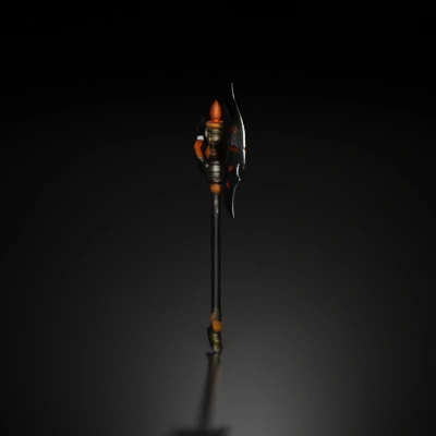 Ornate battle axe with dual blades and decorative elements.