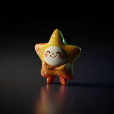 Smiling star-shaped character with folded arms.