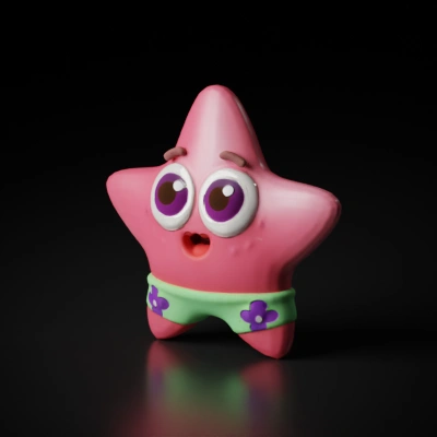 Cartoon starfish character with big eyes, smiling.