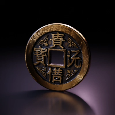 Chinese traditional brass coin.