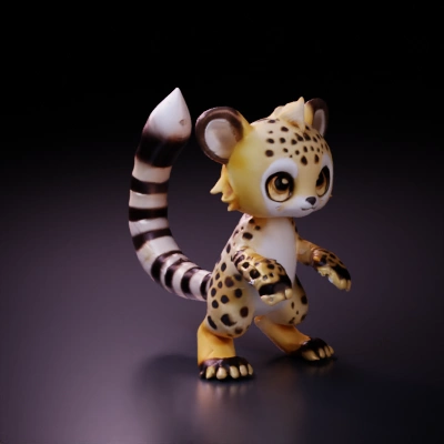 Cheetah-like humanoid character with striped tail.