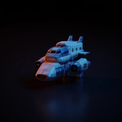 Futuristic spaceship, mechanical structure, sci-fi setting.