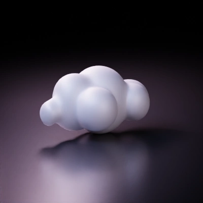 Cartoonish cloud figure with soft contours.