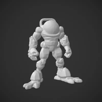 Mech pilot suit with enclosed helmet, humanoid shape. symmetric geometry, complex geometry, character.