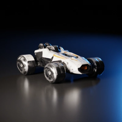 Futuristic armored rover with advanced wheels.