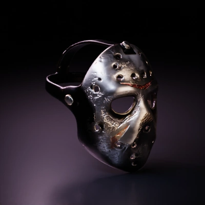 Hockey mask with ventilation holes.