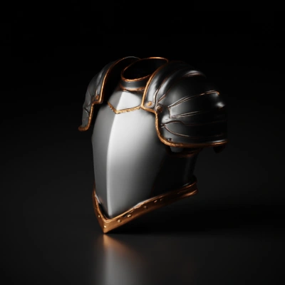 Medieval chest armor, shoulder guards, intricate details.