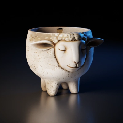Sheep-shaped ceramic planter.