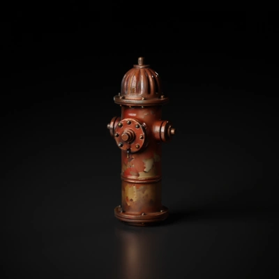 Aged rusty red fire hydrant.
