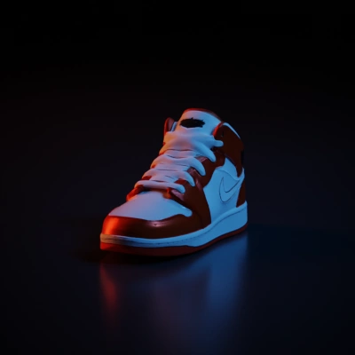 orange and white athletic sneaker.