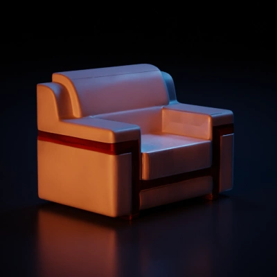Armchair with wooden trim, contemporary design.