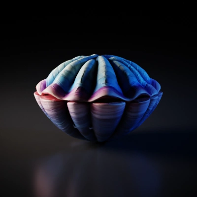 Shell-inspired digital art piece, layered surface design.