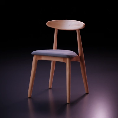 Wooden dining chair with cushioned seat.