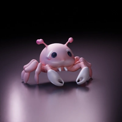 Cute crab-like character with big eyes.