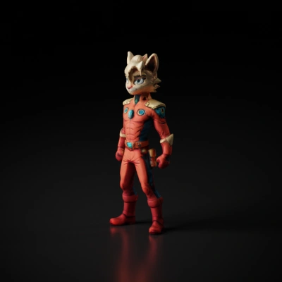 Feline humanoid in space armor, futuristic design, cartoon style.