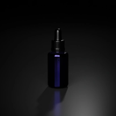 skincare dropper bottle, cylinder round shape, violet glass.