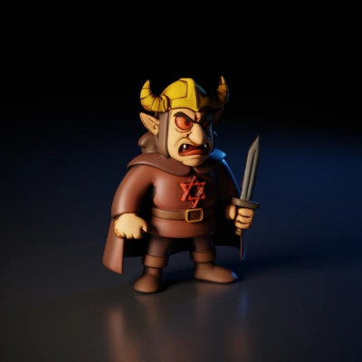 Horned warrior with sword.