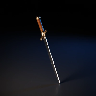 Sleek, historical-style sword, ornately designed hilt.